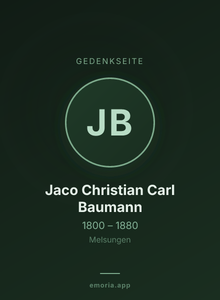 Gedenkportrait von Jaco Christian Carl Baumann