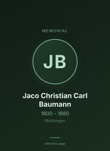 Memorial portrait of Jaco Christian Carl Baumann