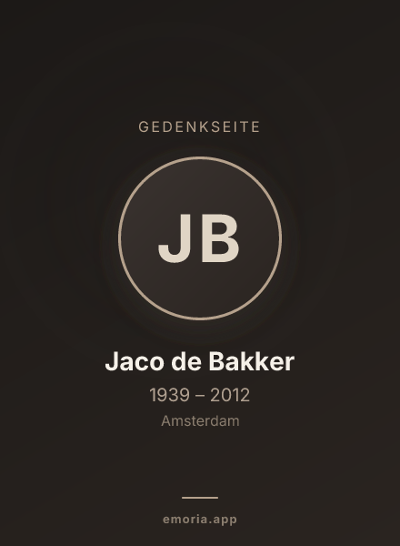 Gedenkportrait von Jaco de Bakker