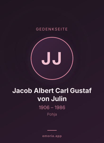 Gedenkportrait von Jacob Albert Carl Gustaf von Julin