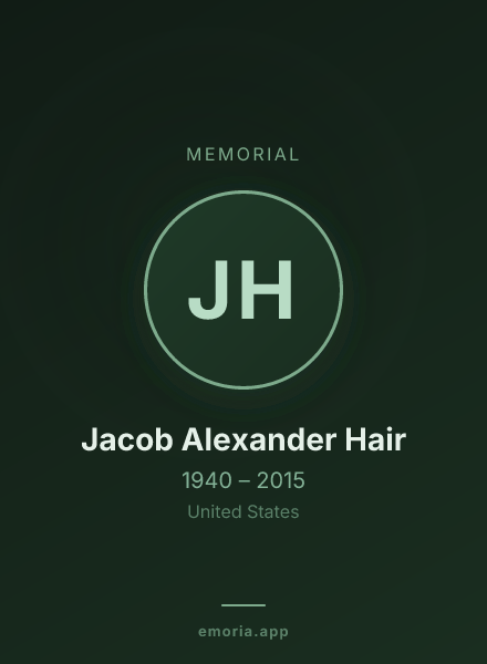 Memorial portrait of Jacob Alexander Hair