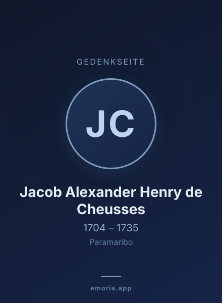 Gedenkportrait von Jacob Alexander Henry de Cheusses