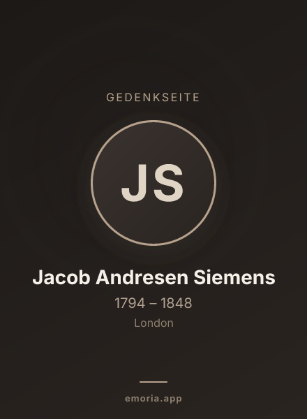 Gedenkportrait von Jacob Andresen Siemens