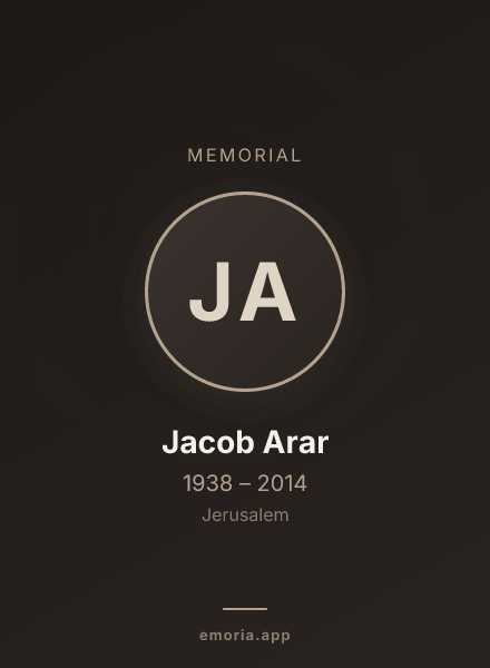 Memorial portrait of Jacob Arar
