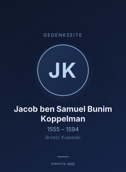 Gedenkportrait von Jacob ben Samuel Bunim Koppelman
