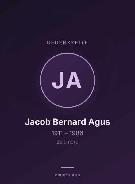 Gedenkportrait von Jacob Bernard Agus