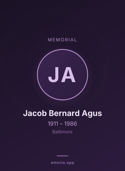 Memorial portrait of Jacob Bernard Agus