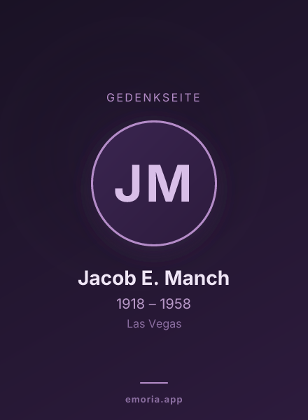 Gedenkportrait von Jacob E. Manch