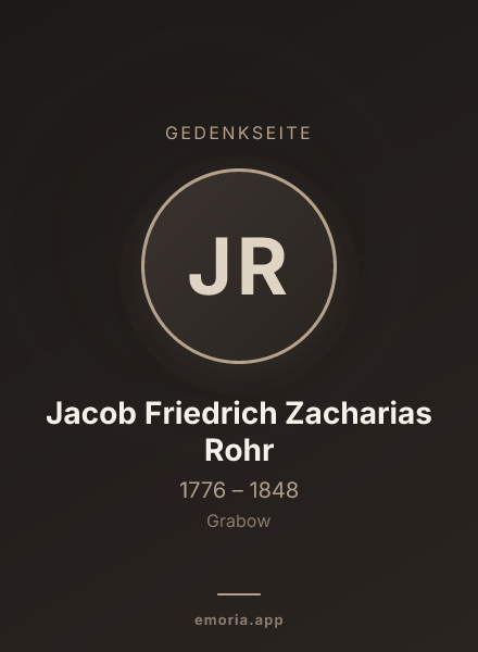 Gedenkportrait von Jacob Friedrich Zacharias Rohr