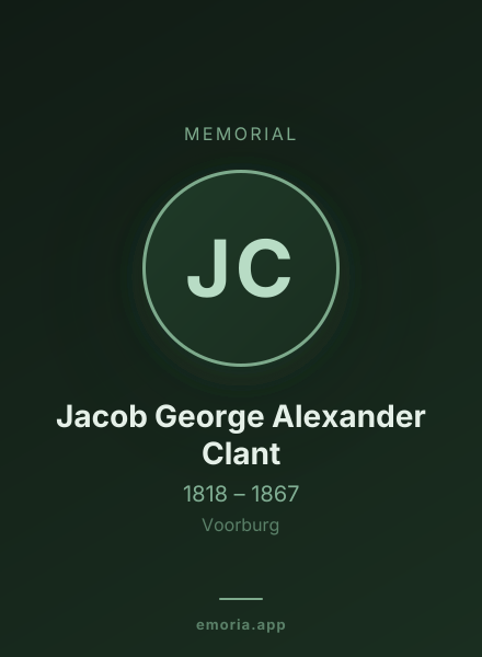 Memorial portrait of Jacob George Alexander Clant