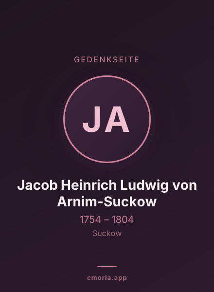 Gedenkportrait von Jacob Heinrich Ludwig von Arnim-Suckow