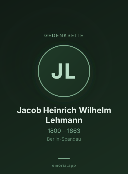 Gedenkportrait von Jacob Heinrich Wilhelm Lehmann