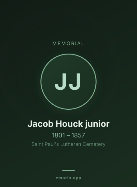 Memorial portrait of Jacob Houck junior