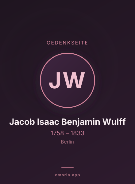 Gedenkportrait von Jacob Isaac Benjamin Wulff