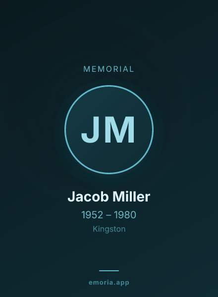 Memorial portrait of Jacob Miller