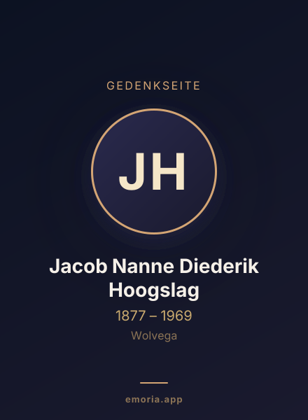 Gedenkportrait von Jacob Nanne Diederik Hoogslag