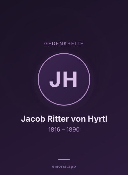 Gedenkportrait von Jacob Ritter von Hyrtl
