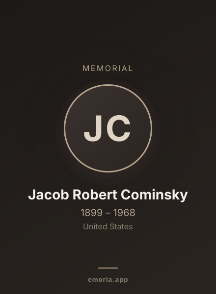 Memorial portrait of Jacob Robert Cominsky