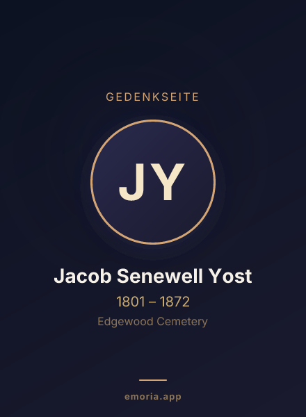 Gedenkportrait von Jacob Senewell Yost