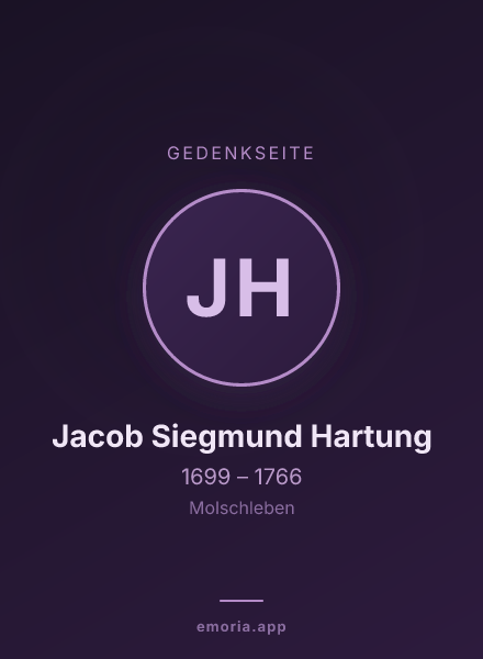Gedenkportrait von Jacob Siegmund Hartung