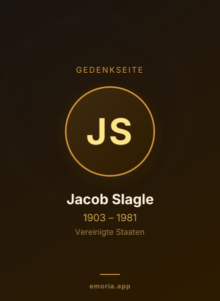 Gedenkportrait von Jacob Slagle