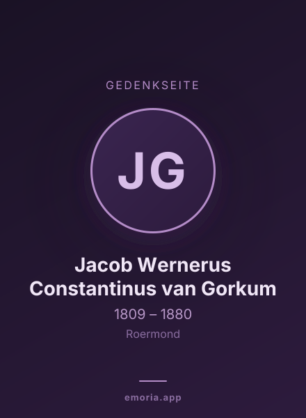 Gedenkportrait von Jacob Wernerus Constantinus van Gorkum