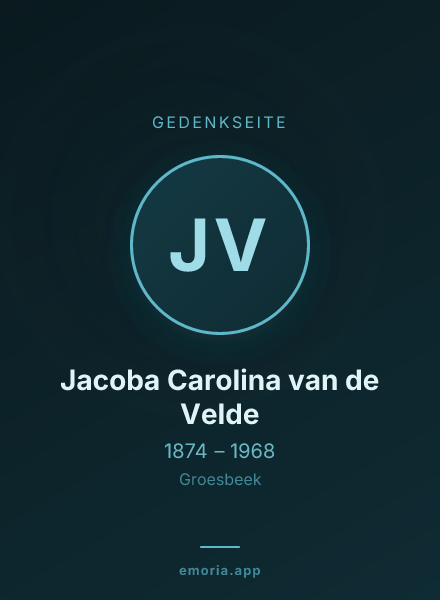 Gedenkportrait von Jacoba Carolina van de Velde