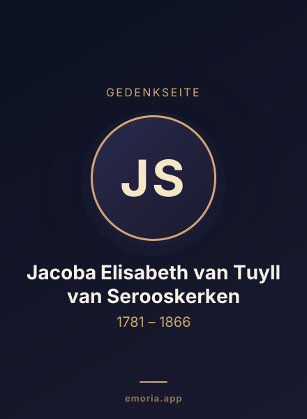 Gedenkportrait von Jacoba Elisabeth van Tuyll van Serooskerken