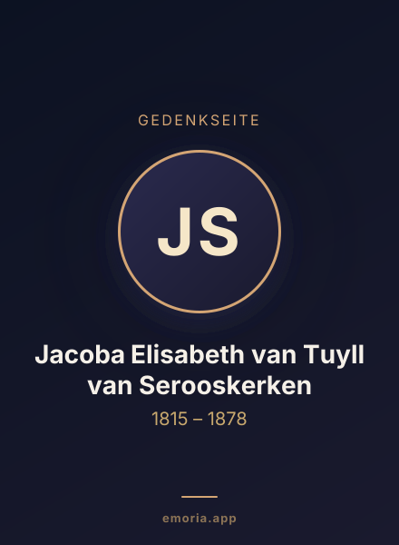 Gedenkportrait von Jacoba Elisabeth van Tuyll van Serooskerken
