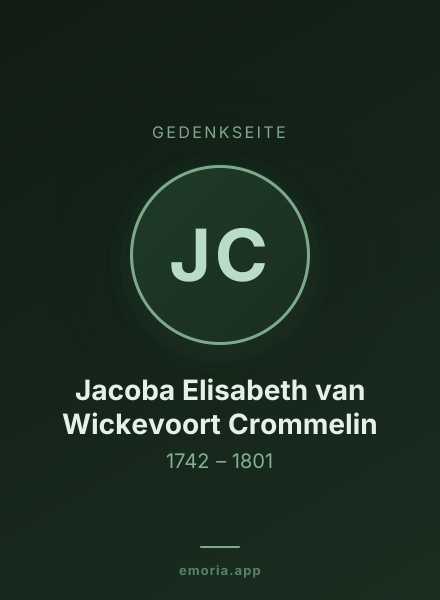 Gedenkportrait von Jacoba Elisabeth van Wickevoort Crommelin