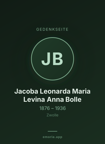 Gedenkportrait von Jacoba Leonarda Maria Levina Anna Bolle