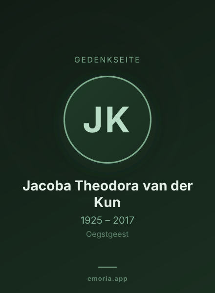 Gedenkportrait von Jacoba Theodora van der Kun