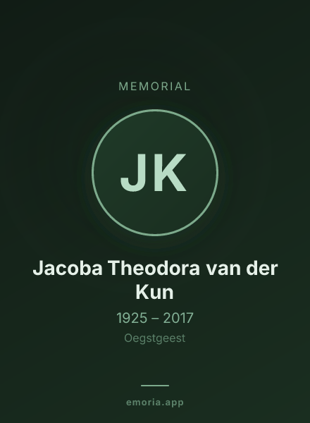 Memorial portrait of Jacoba Theodora van der Kun