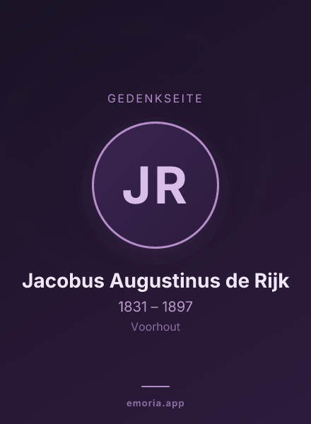 Gedenkportrait von Jacobus Augustinus de Rijk