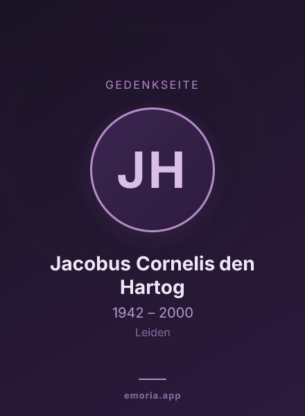 Gedenkportrait von Jacobus Cornelis den Hartog