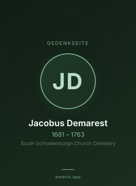 Gedenkportrait von Jacobus Demarest