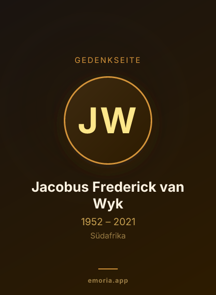 Gedenkportrait von Jacobus Frederick van Wyk