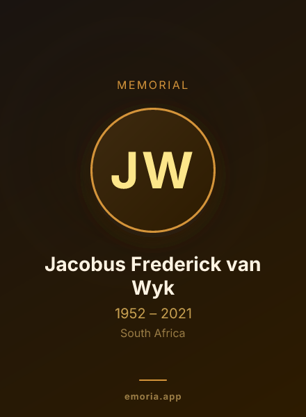 Memorial portrait of Jacobus Frederick van Wyk