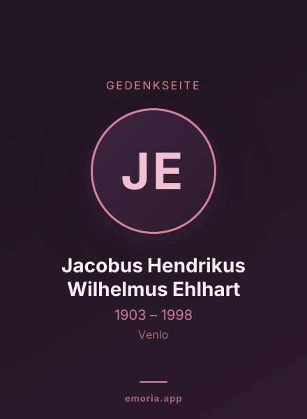 Gedenkportrait von Jacobus Hendrikus Wilhelmus Ehlhart