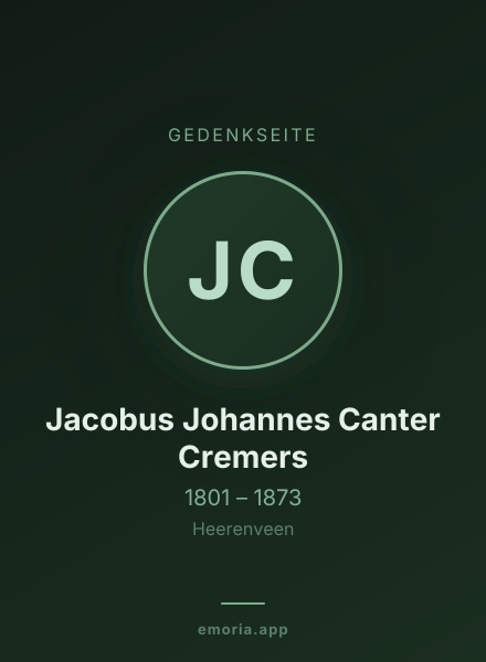 Gedenkportrait von Jacobus Johannes Canter Cremers