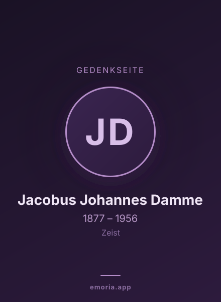 Gedenkportrait von Jacobus Johannes Damme