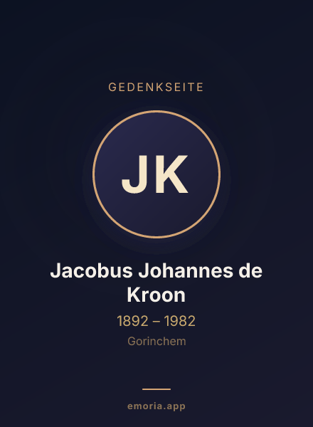 Gedenkportrait von Jacobus Johannes de Kroon