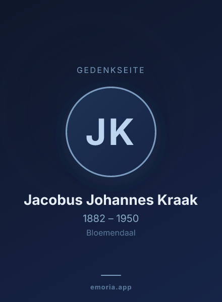 Gedenkportrait von Jacobus Johannes Kraak