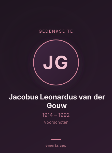 Gedenkportrait von Jacobus Leonardus van der Gouw