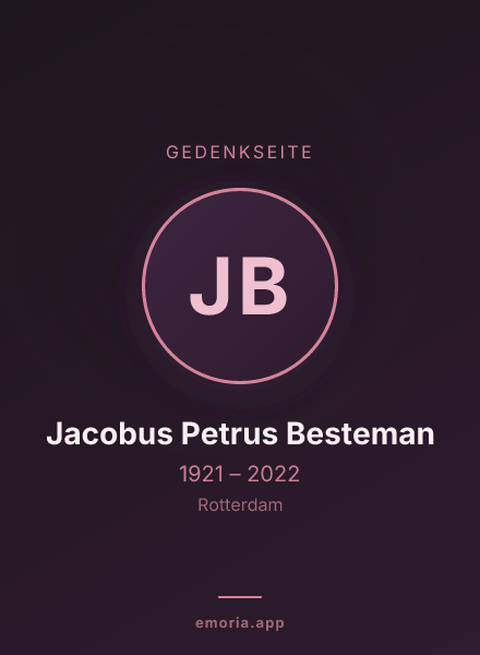 Gedenkportrait von Jacobus Petrus Besteman