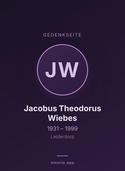 Gedenkportrait von Jacobus Theodorus Wiebes