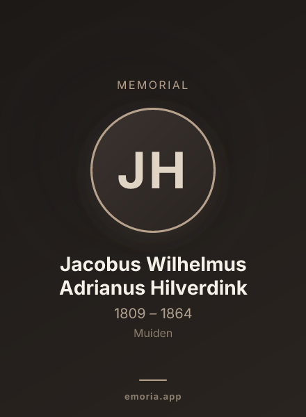 Memorial portrait of Jacobus Wilhelmus Adrianus Hilverdink