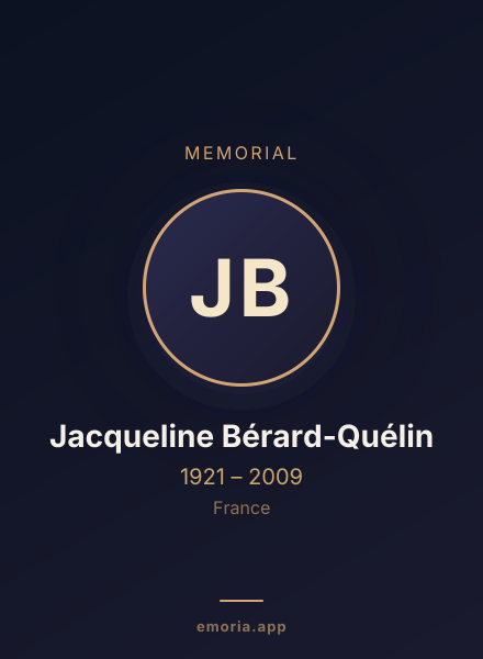 Memorial portrait of Jacqueline Bérard-Quélin