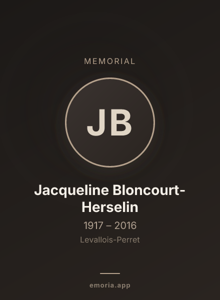 Memorial portrait of Jacqueline Bloncourt-Herselin