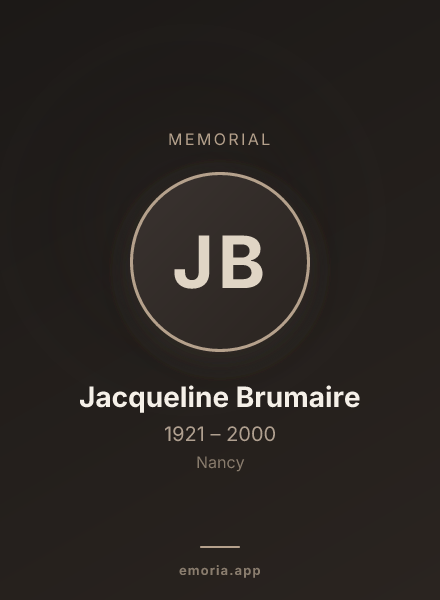 Memorial portrait of Jacqueline Brumaire
